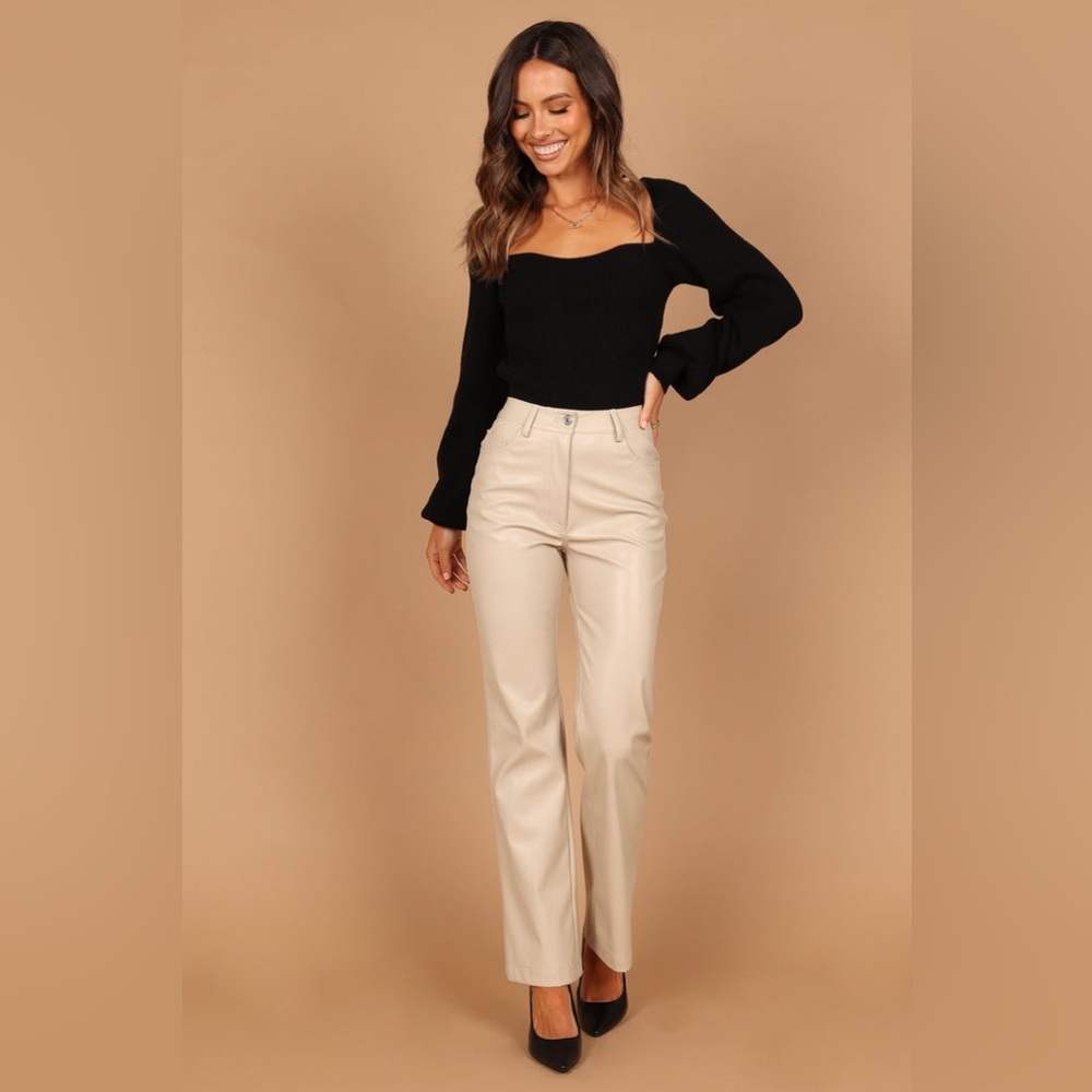 NWT PETAL & PUP ASHLEY FAUX LEATHER PANTS - BONE